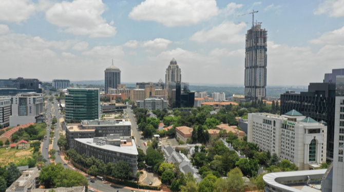 Drone shot of Sandton