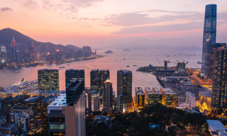 View over Hong Kong in the evening