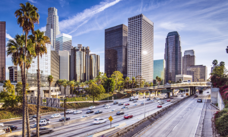 A photo of Los Angeles' downtown cityscape