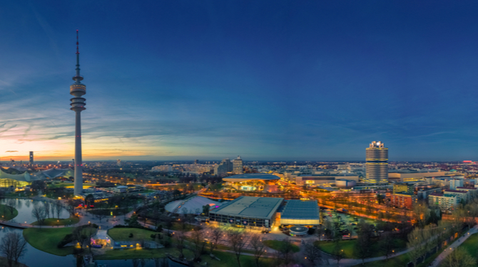 The impressive Skyline of the Bavarian capital Munich.